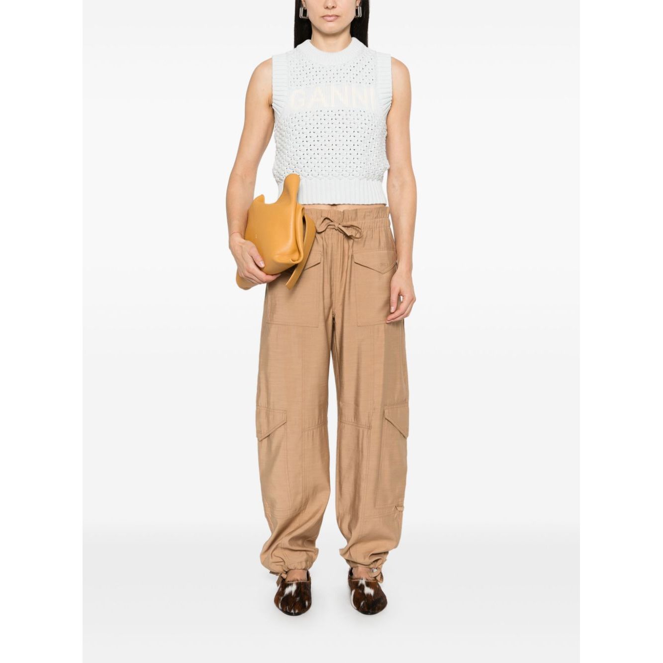 Ganni Openwork cotton vest