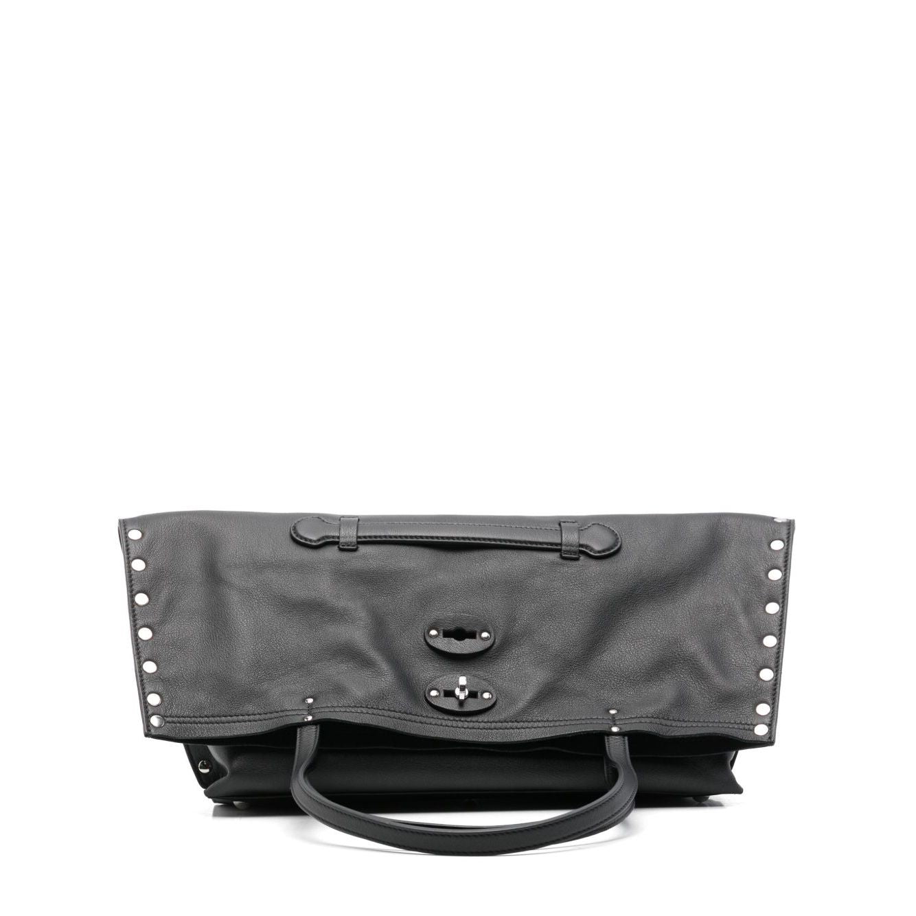 Front view with bag zipped and handles upright.