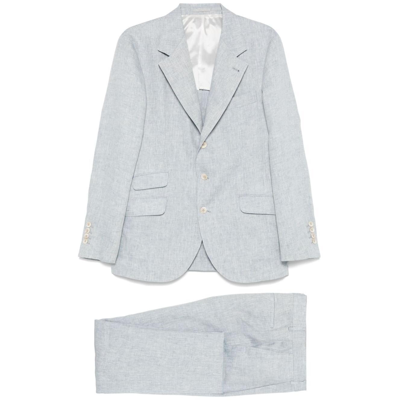 Brunello Cucinelli single-breasted linen suit MB430LDWHC076-P25