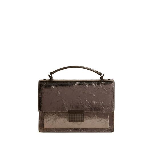 Golden Goose Venezia Bag in anthracite grey laminated leather with black details Handbag