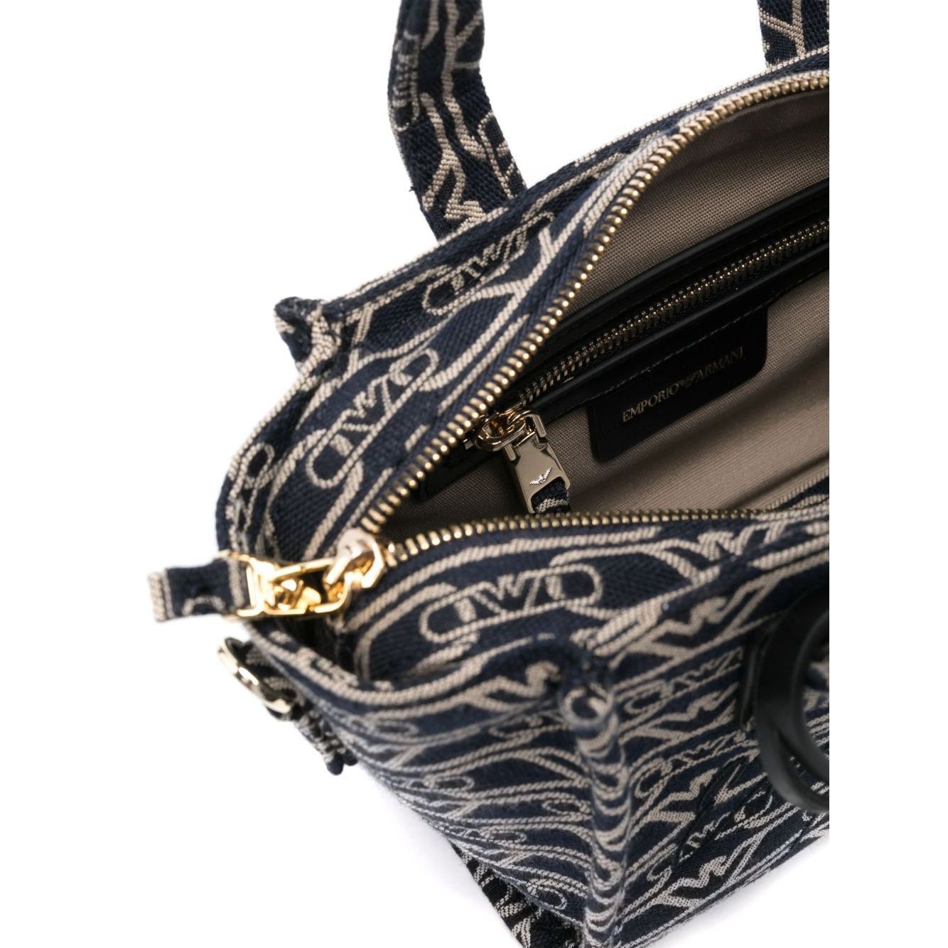 Emporio Armani Small tote bag in all-over monogram jacquard canvas