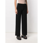 Norma Kamali Trousers Black, mid-rise wide leg ankle-length stretch Jersey design.