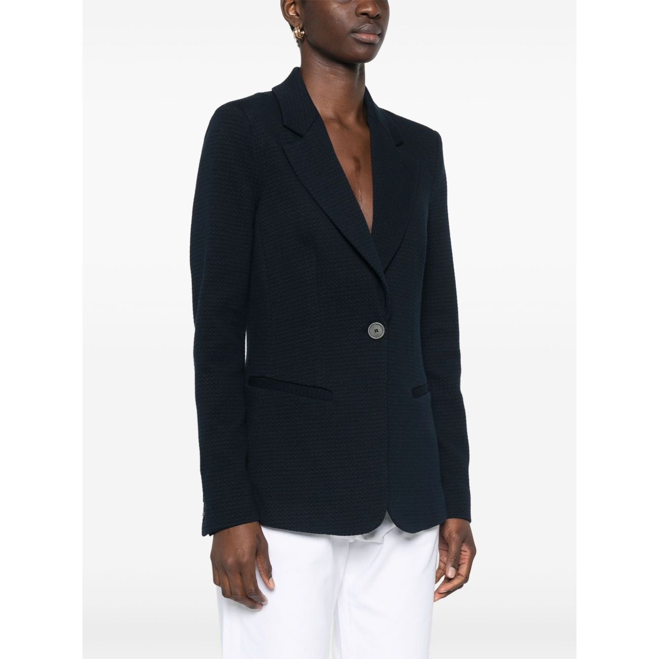 Emporio Armani Icon single-breasted blazer in an embossed jacquard knit jersey