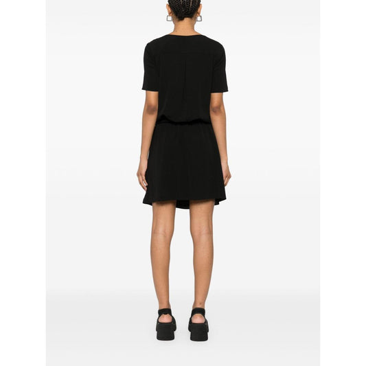 Emporio Armani Short dress with gathered waist and belt in flowing crepe Dresses