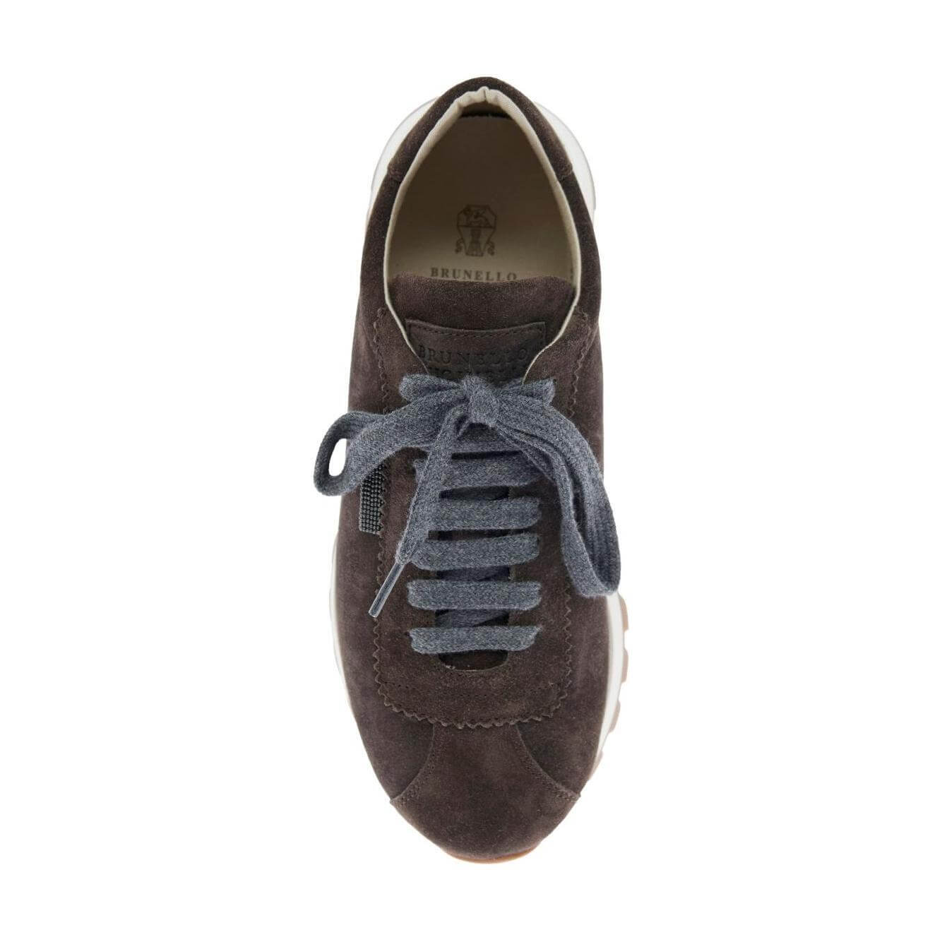 Brunello Cucinelli Suede runners with shiny tab Sneakers