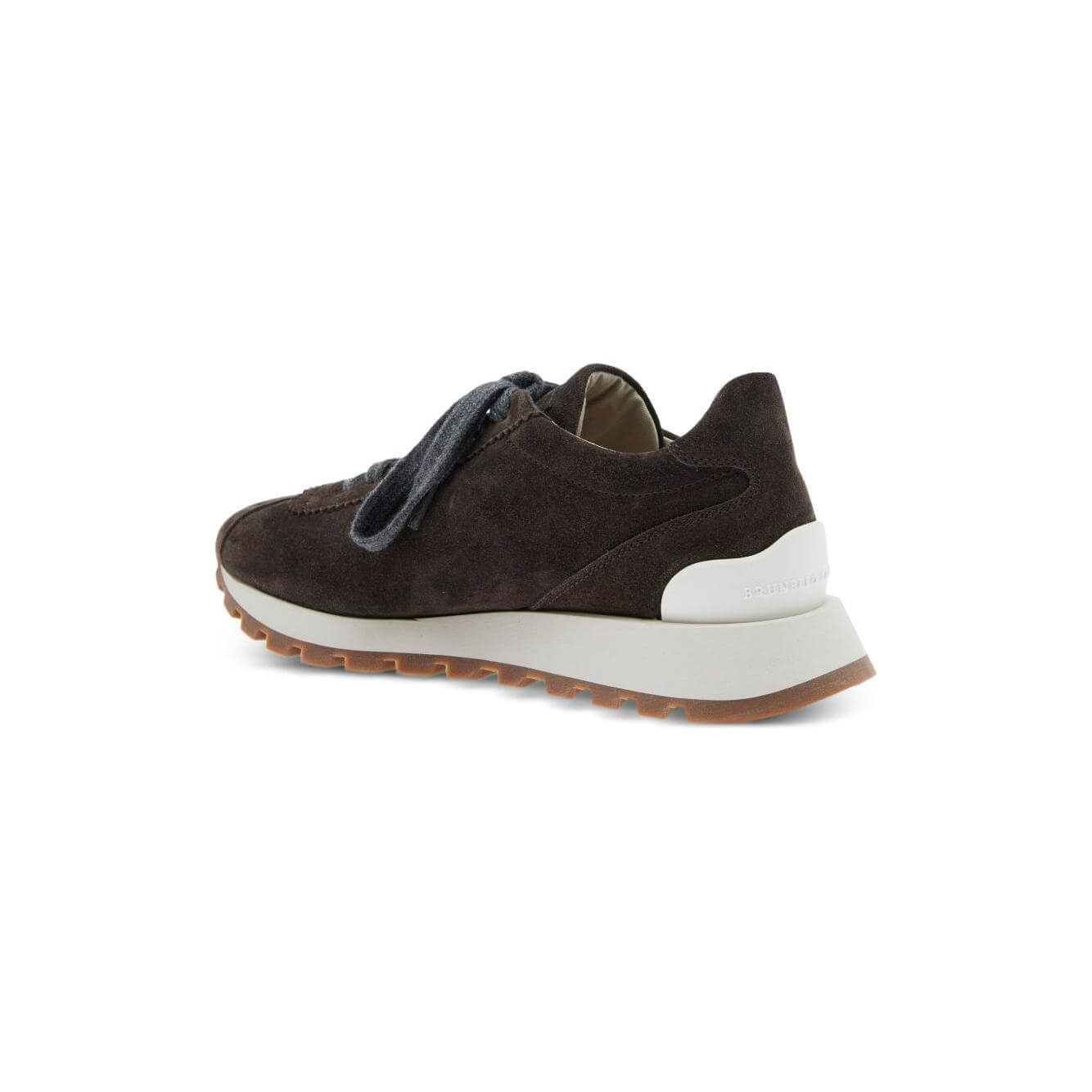 Brunello Cucinelli Suede runners with shiny tab Sneakers