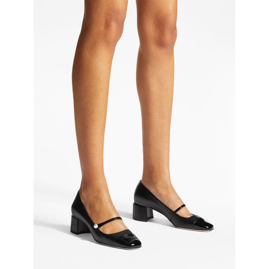 Jimmy Choo Elisa 45 Nappa and Patent Leather Pumps ELISA45PTZBLACK/BLACK-AI25