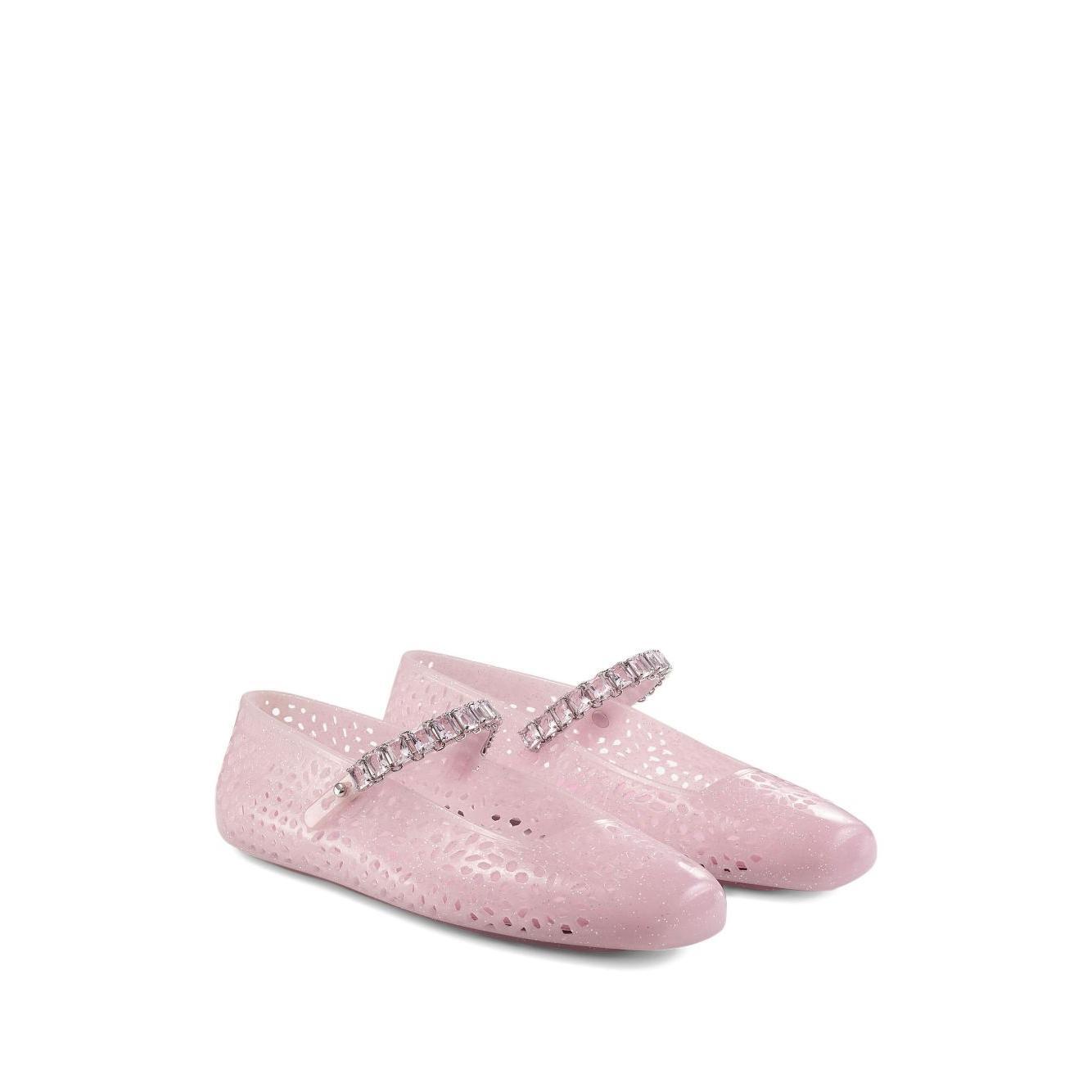 Jimmy Choo The Jelly Ballerina Flats with Crystal Embellishment Flat Shoes