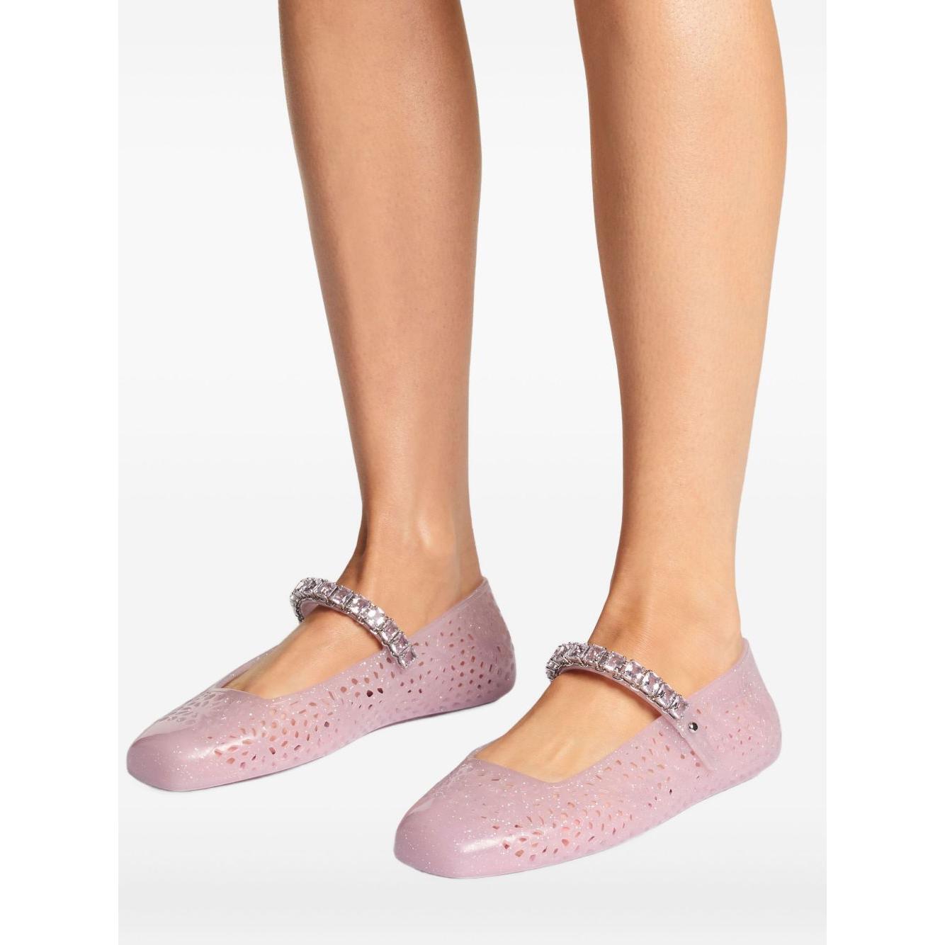 Jimmy Choo The Jelly Ballerina Flats with Crystal Embellishment Flat Shoes
