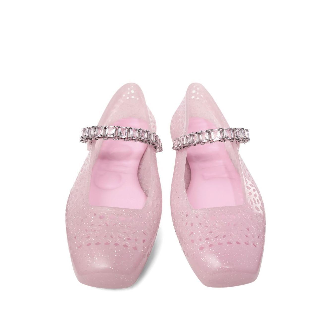 Jimmy Choo The Jelly Ballerina Flats with Crystal Embellishment Flat Shoes