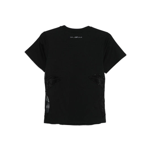 Emporio Armani T-shirts and Polos Black with butterfly embellishment and logo detail.