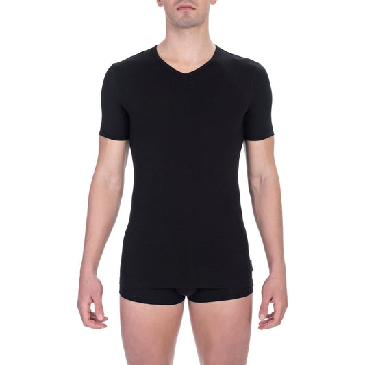 Bikkembergs Black Cotton Men's V-Neck T-Shirt