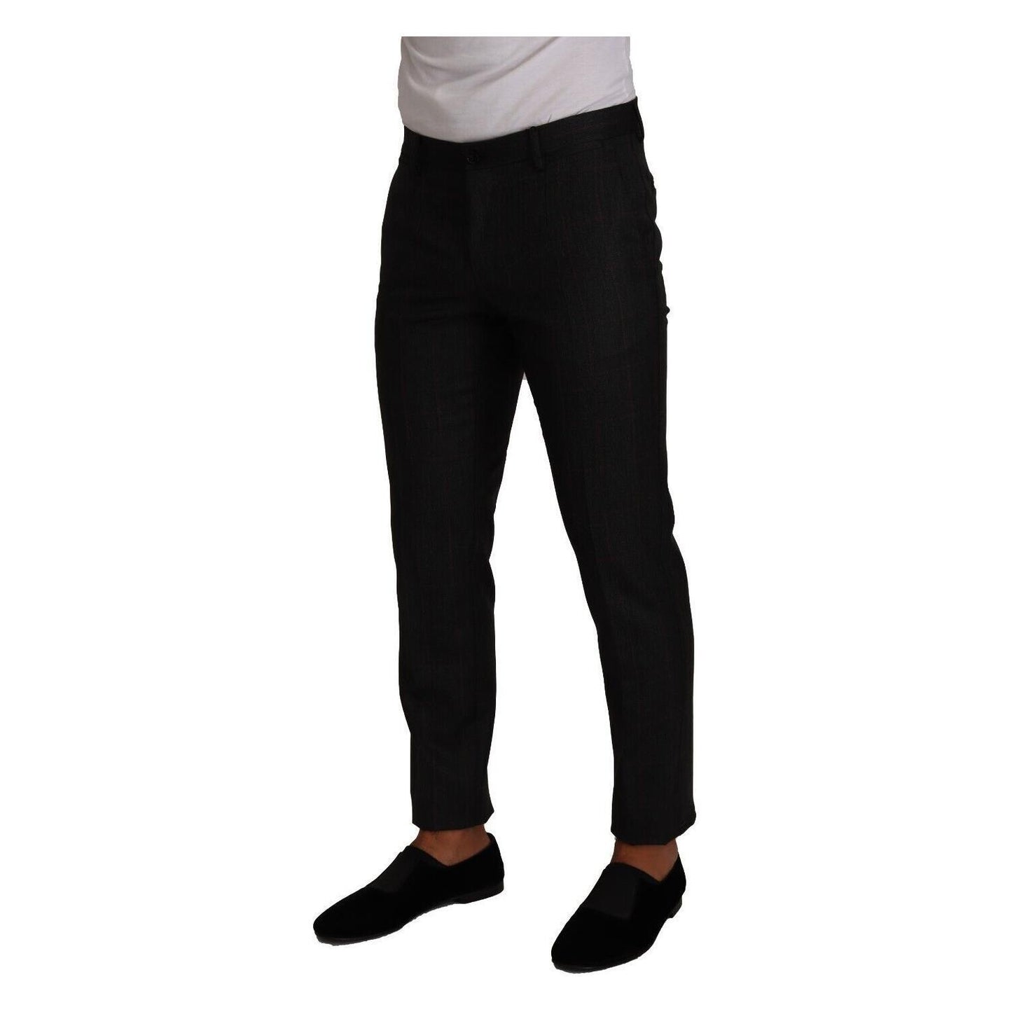 Dolce & Gabbana Gray Check Wool Formal Trouser Dress Pants