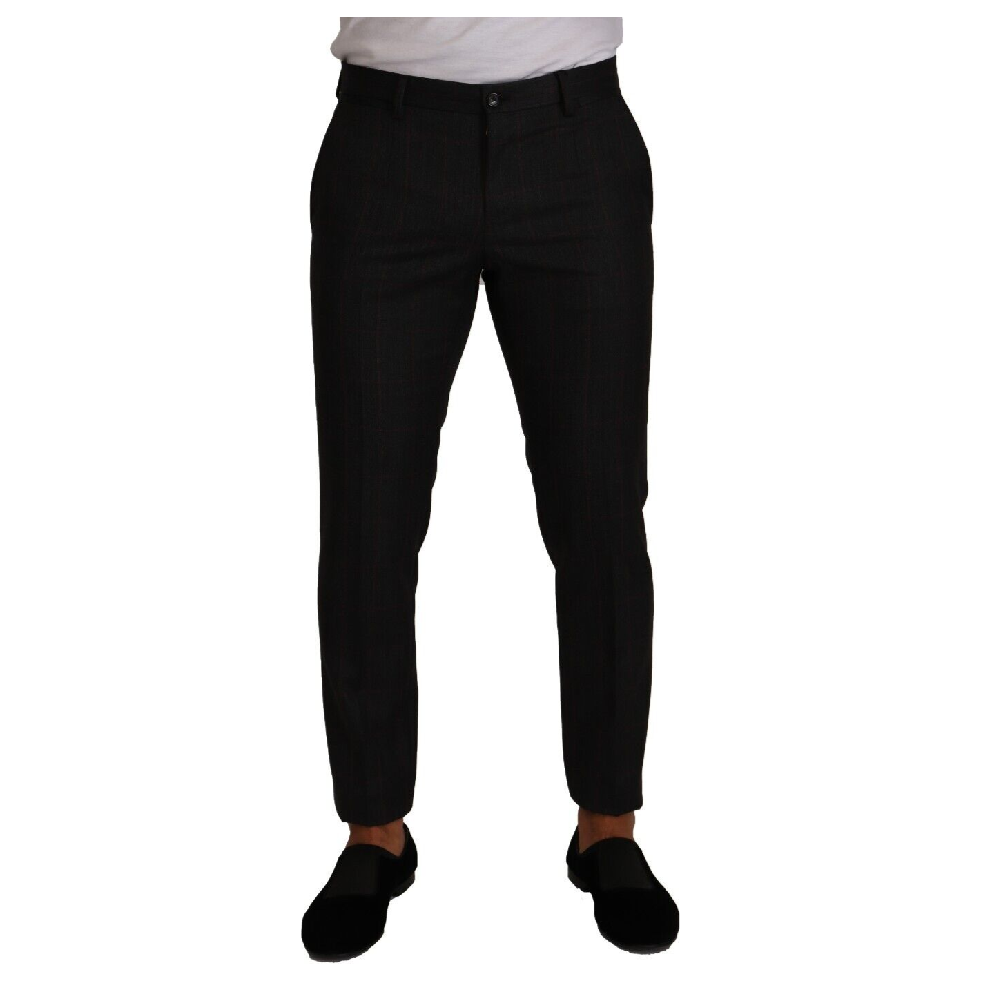 Dolce & Gabbana Gray Check Wool Formal Trouser Dress Pants