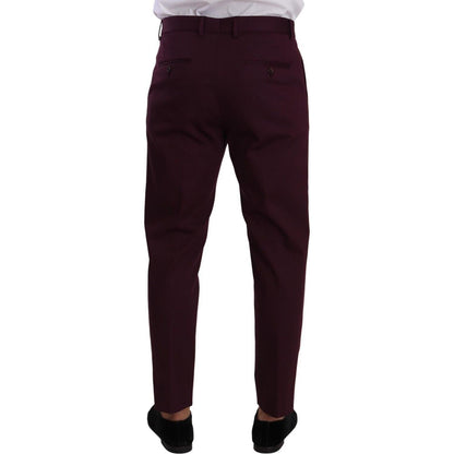 Dolce & Gabbana Purple Cotton Tapered Chinos Dress Pants
