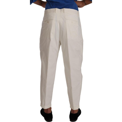Dolce & Gabbana White Cotton Tapered Men Trouser Dress Pants