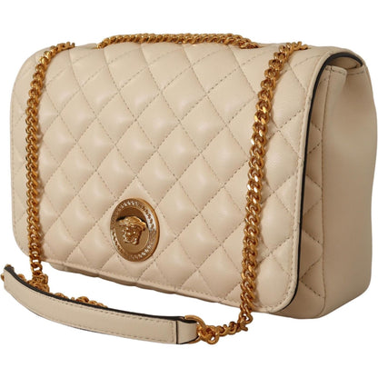 Versace Elegant White Nappa Leather Shoulder Bag