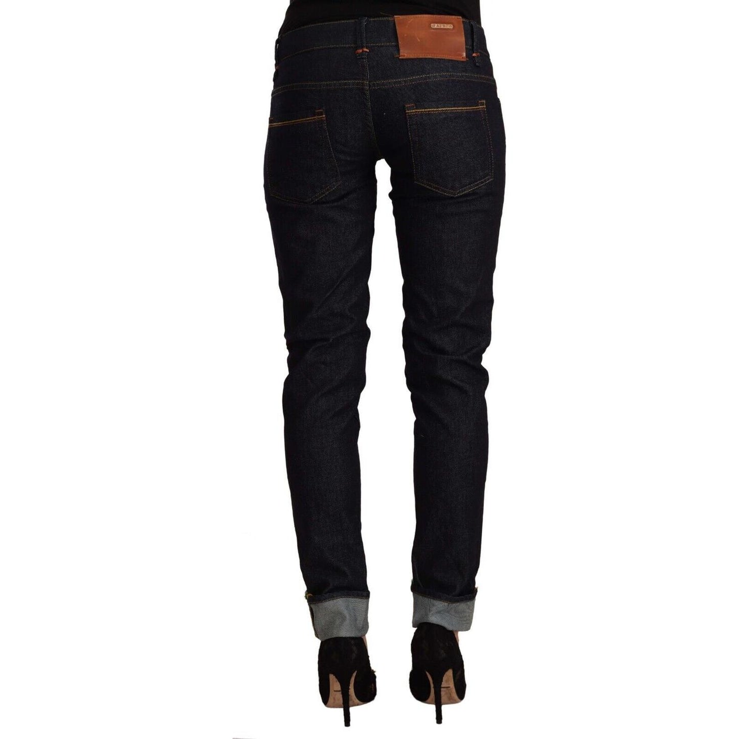 Acht Black Cotton Low Waist Slim Fit Denim Jeans