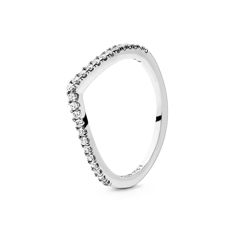 PANDORA JEWELS Mod. WISHBONE SILVER - RING WITH CLEAR CUBIC ZIRCONIA - Size 58-0