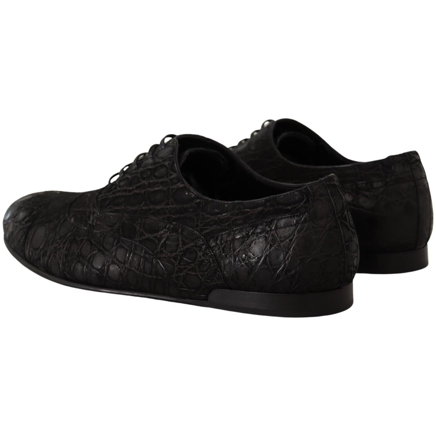 Dolce & Gabbana Black Caiman Leather Mens Oxford Shoes