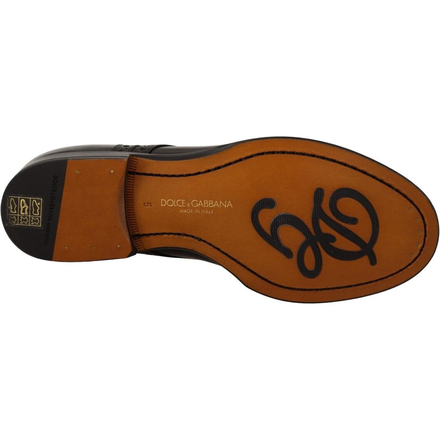 Dolce & Gabbana Black Leather Wingtip Mens Formal Derby Shoes