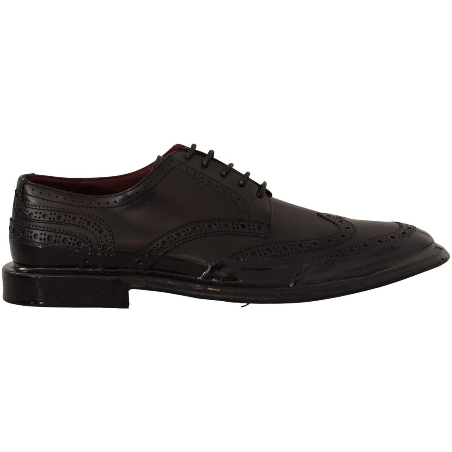 Dolce & Gabbana Black Leather Oxford Wingtip Formal Derby Shoes MV4688 - 43