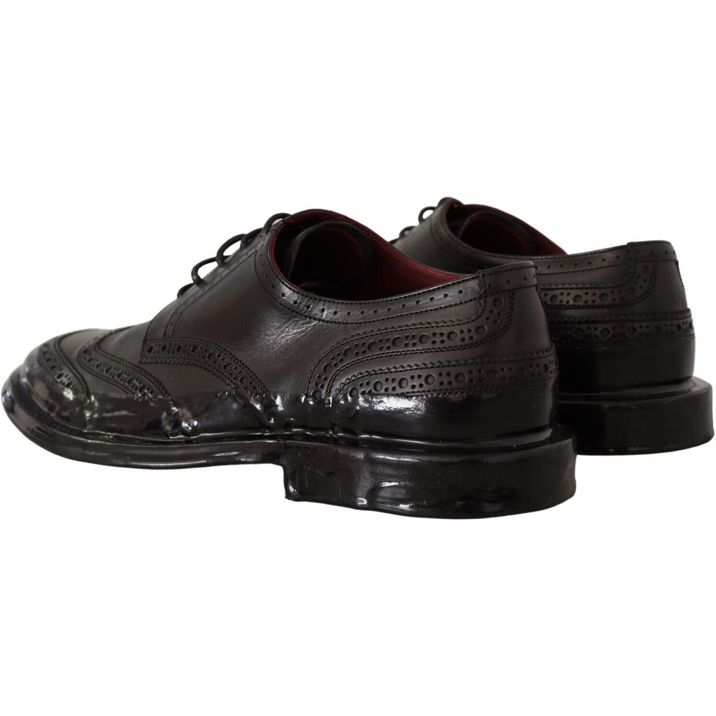 Dolce & Gabbana Black Leather Oxford Wingtip Formal Derby Shoes MV4688 - 43