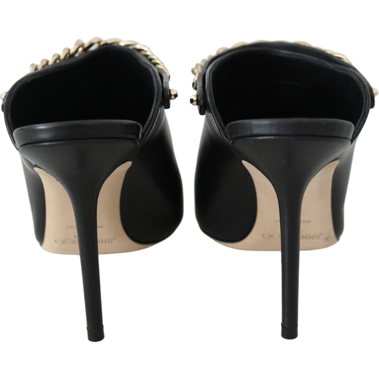 优雅黑金皮革高跟鞋