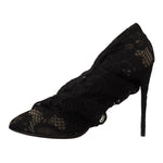 Dolce & Gabbana Black Stretch Socks Taormina Lace Boots Shoes