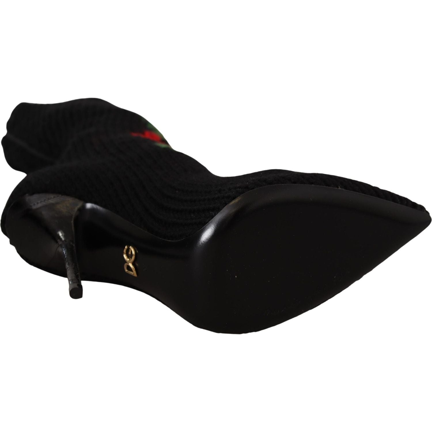 Dolce & Gabbana Black Stretch Socks Red Roses Booties Shoes