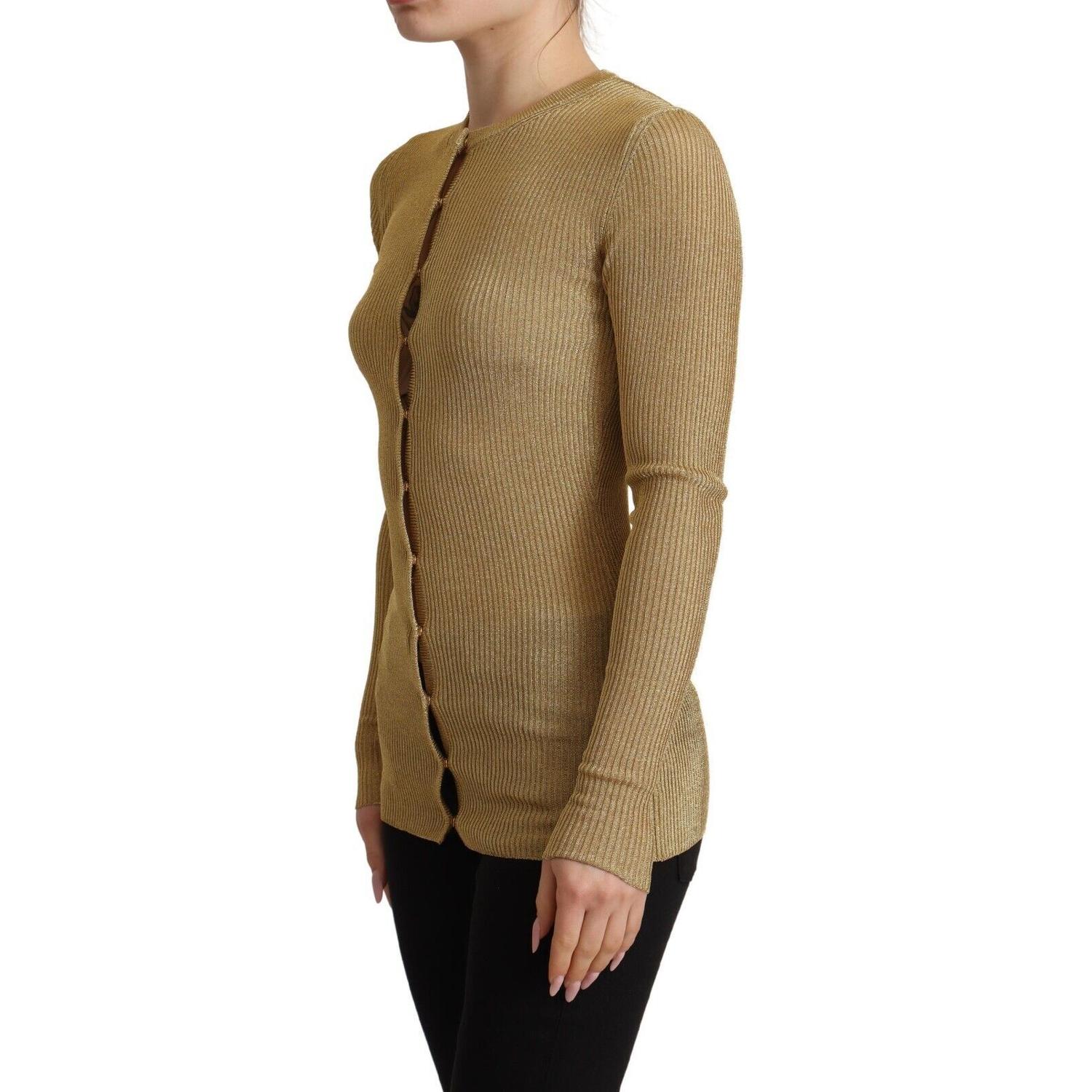 Dolce & Gabbana Gold Viscose Blend Buttons Cardigan Sweater