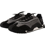 Dolce & Gabbana Black Gray Fabric Lace Up NS1 Sneakers Shoes LA12844-36
