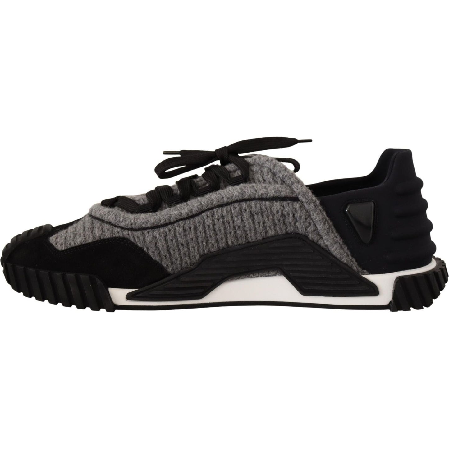 Dolce & Gabbana Black Gray Fabric Lace Up NS1 Sneakers Shoes LA12844-36