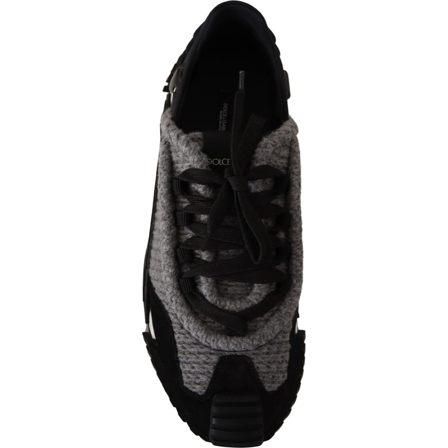 Dolce & Gabbana Black Gray Fabric Lace Up NS1 Sneakers Shoes LA12844-36