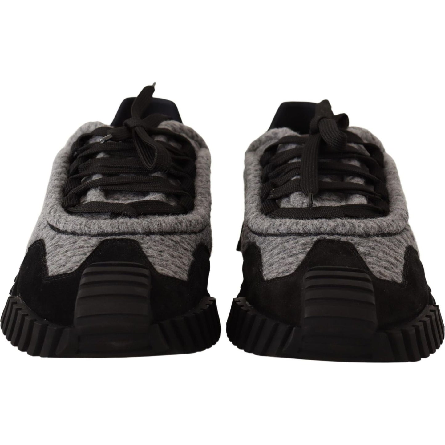 Dolce & Gabbana Black Gray Fabric Lace Up NS1 Sneakers Shoes LA12844-36
