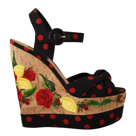 Dolce & Gabbana Multicolor Platform Wedges Sandals Charmeuse Shoes