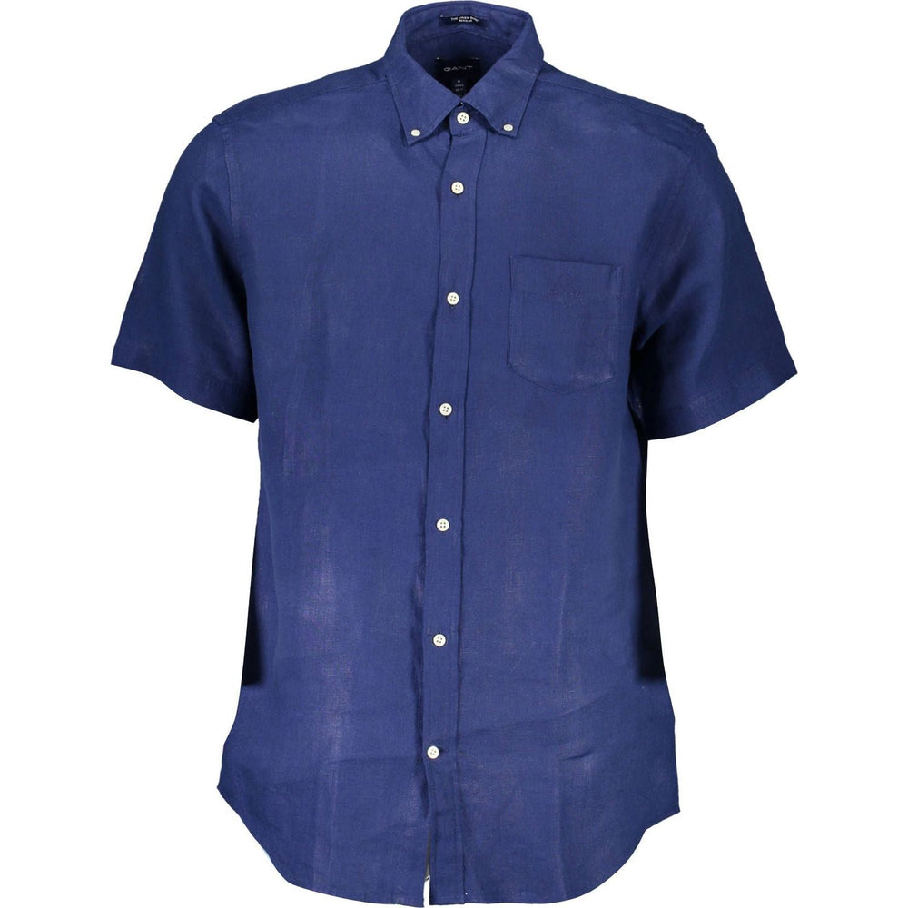 Gant Elegant Blue Linen Button-Down Shirt GA-14103-M-FBB-180