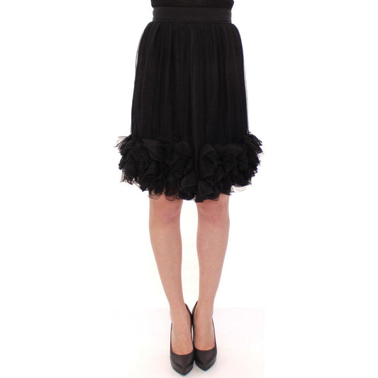 Dolce & Gabbana Black Silk Transparent Above Knees Skirt