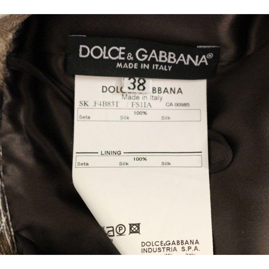Dolce & Gabbana Brown Floral Silk Straight Full Skirt GSS11483-4