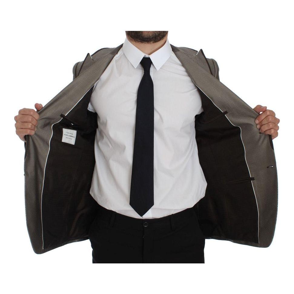 Dolce & Gabbana Brown Slim Fit Silk Two Button Blazer
