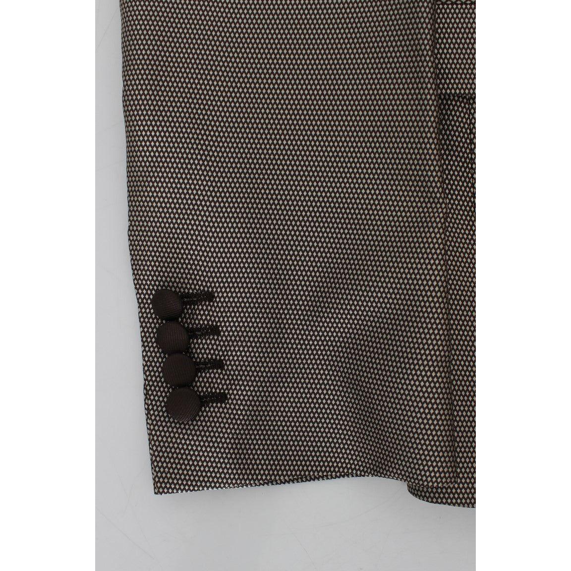 Dolce & Gabbana Brown Slim Fit Silk Two Button Blazer