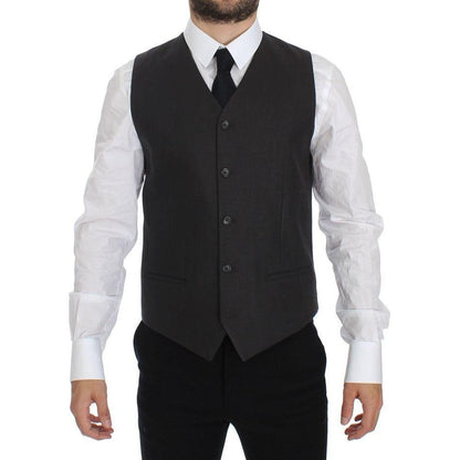 Dolce & Gabbana Gray Slim Fit Linen Blazer Jacket