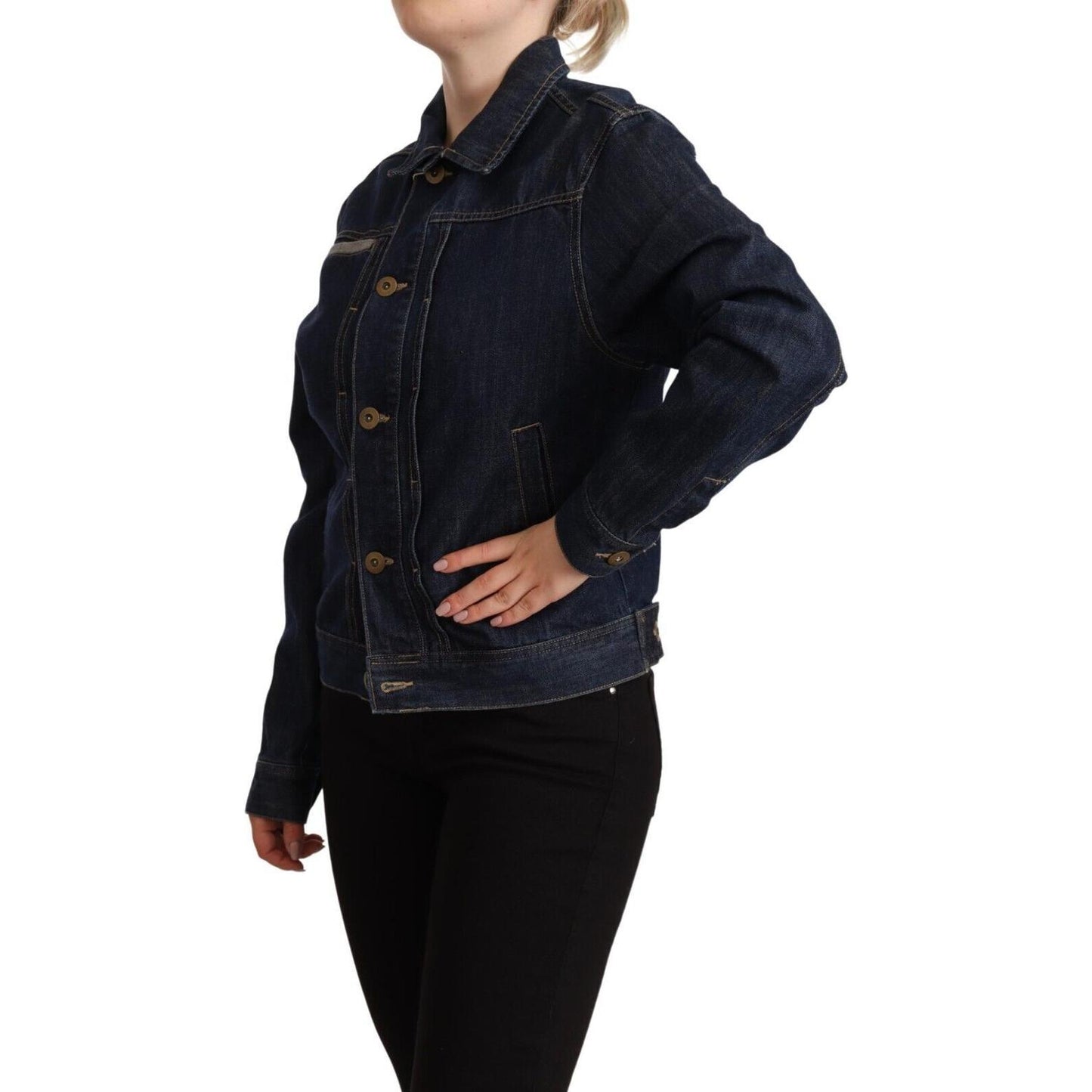 Master Coat Dark Blue Button Down Long Sleeves Denim Jacket