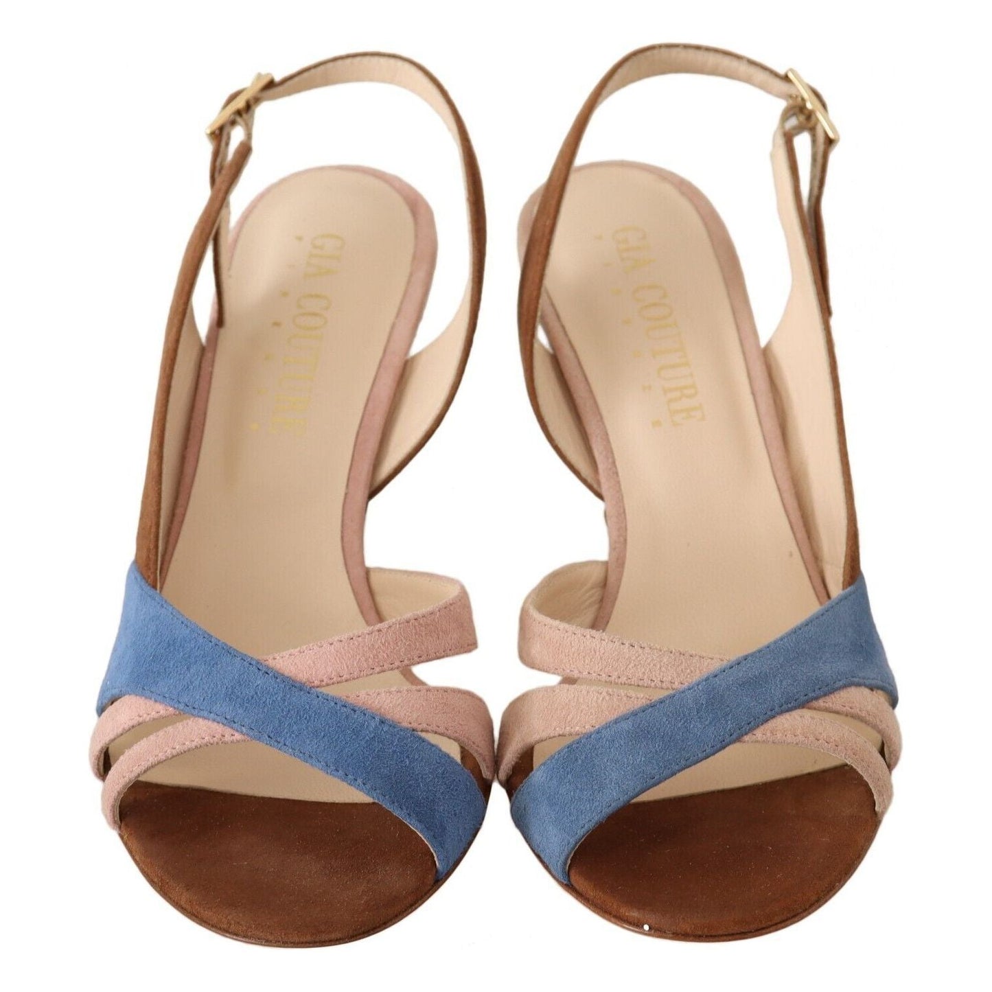 GIA COUTURE Multicolor Suede Leather Slingback Heels Sandals Shoes
