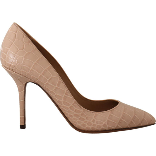 Dolce & Gabbana Beige Nude Leather BELLUCCI Heels Pumps Shoes LA9812- 39.5