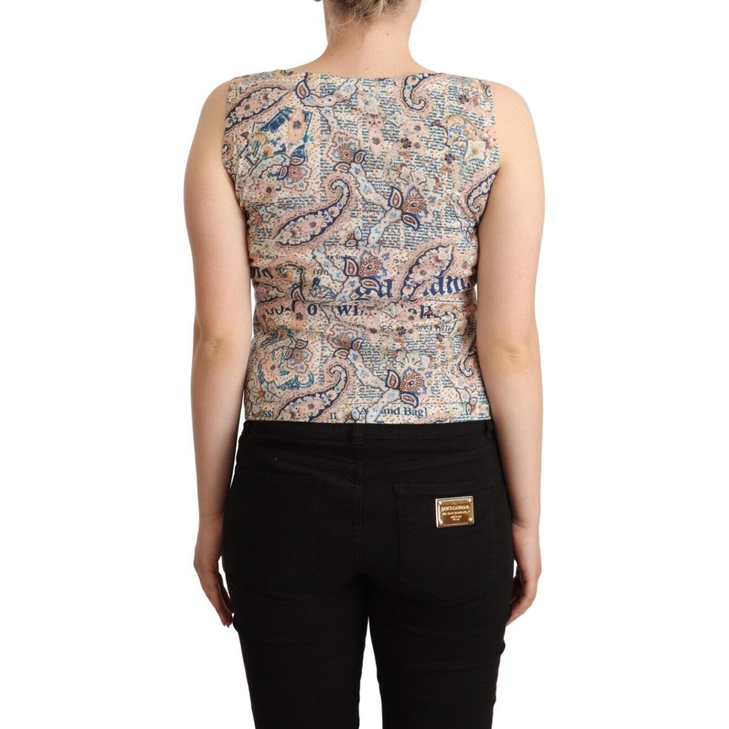 John Galliano Multicolor Cotton Sleeveless V-neck Tank Top