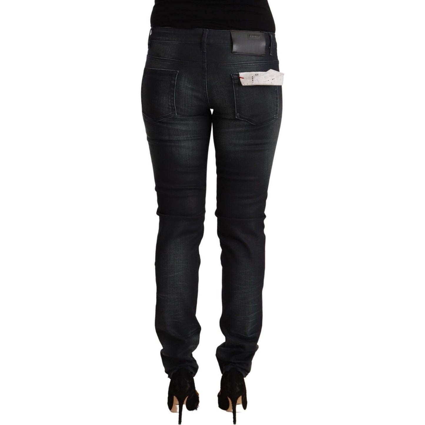 Acht Black Washed Cotton Low Waist Slim Fit Denim Jeans PAN71817 - 26