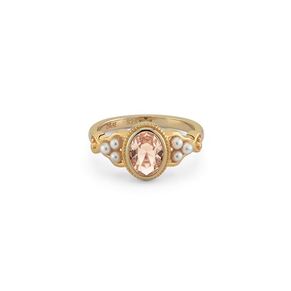 24KAE JEWELS JEWELRY Mod. 12450Y/54 gold ring with pink gemstone and pearl accents