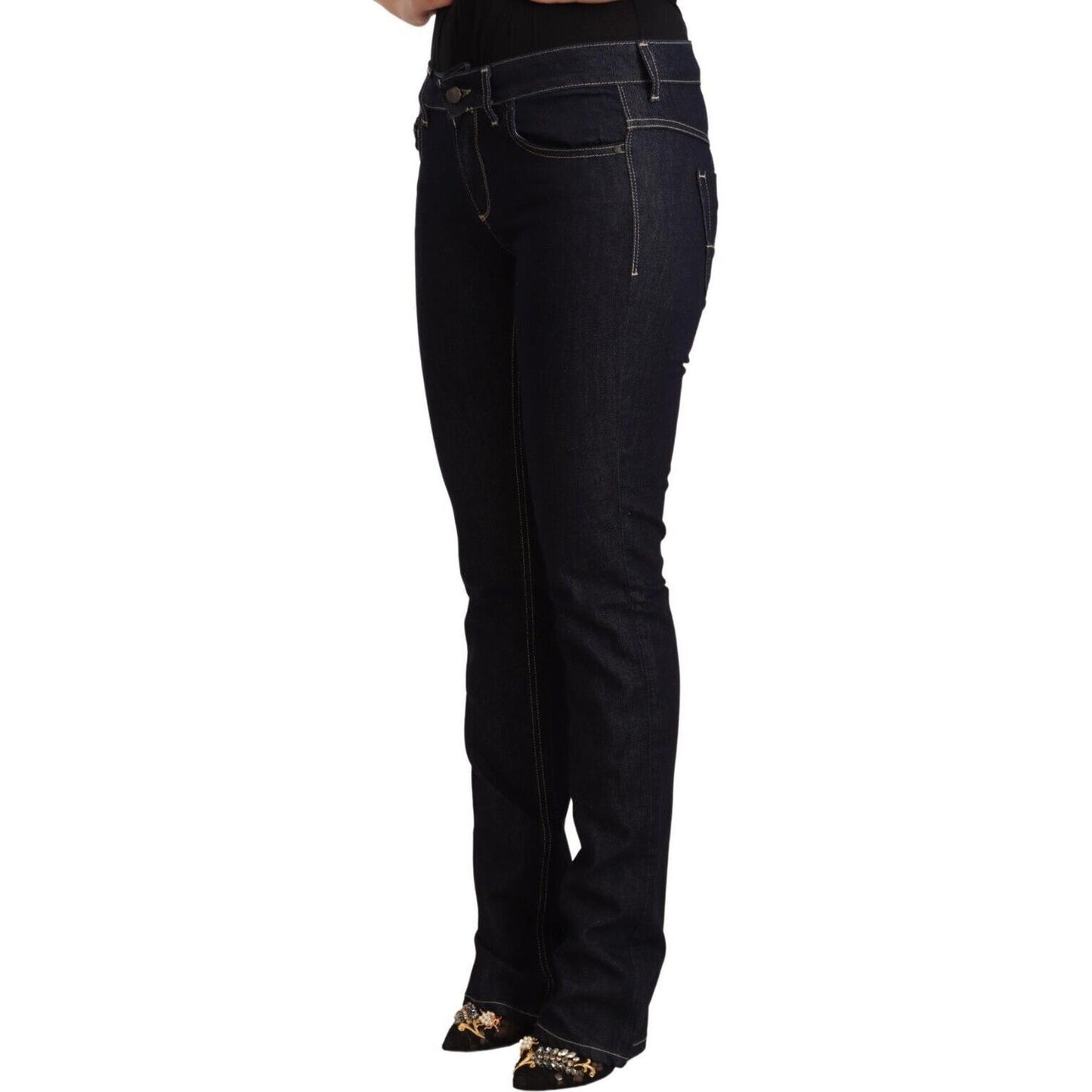 GF Ferre Black Cotton Stretch Low Waist Skinny Denim Jeans
