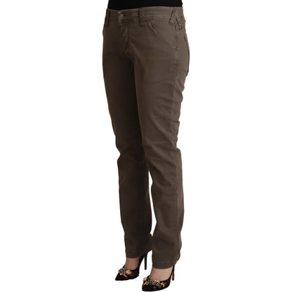 CYCLE Brown Cotton Low Waist Skinny Casual Jeans